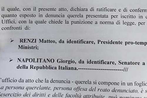 Referendum, imprenditore salentino denuncia Renzi e Napolitano