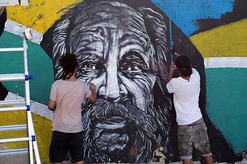 Geniale e Skolp omaggiano Giovanni Lanza del Vasto: le foto